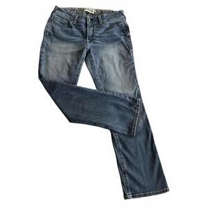 Ariat REAL Rainstorm Straight Leg Jeans Women Sz 32R 34x31 Blue Stretch Denim